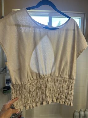 Old Navy Beige Smocked-Waist linen Tank Top nwot